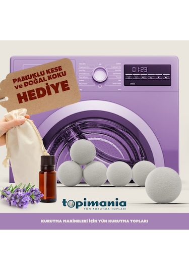 Topimania Doğal Yerli Üretim Yün Kurutma Topu 6 Adet Kurutma Topu