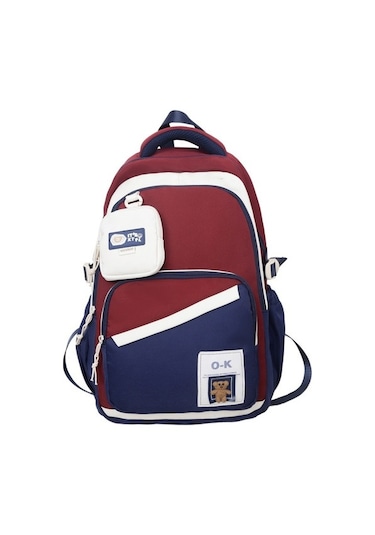 Ortaokul Lise Öğrencileri Için Büyük Kapasiteli Hafif Sırt Çantası Ppw7ks Kırmızı