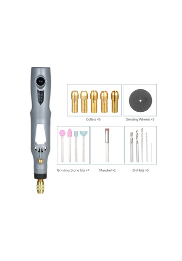 Youtek 3 Hız Ayarlı Şarj Edilebilir Mini Elektrikli Taşlama Makinesi, 21 Parça Aksesuar Seti İle Polisaj Ve Delme İşlemleri İçin