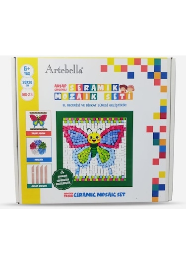23 I Çocuk Ahşap Çerçeveli Seramik Mozaik Set 20x20 Cm