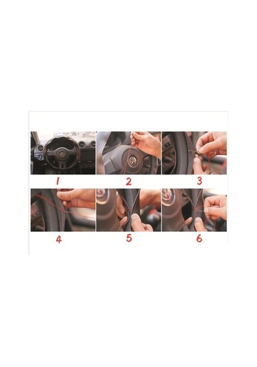 Deri Yumuşak Noktalı Kokusuz Dikmeli Direksiyon Kılıfı - Kırmızı