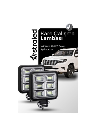 2 Adet 192w 12-24 Volt Kare Spot Far Oto Çalışma Lambası Atv Kamyon Tır Traktör Offroad