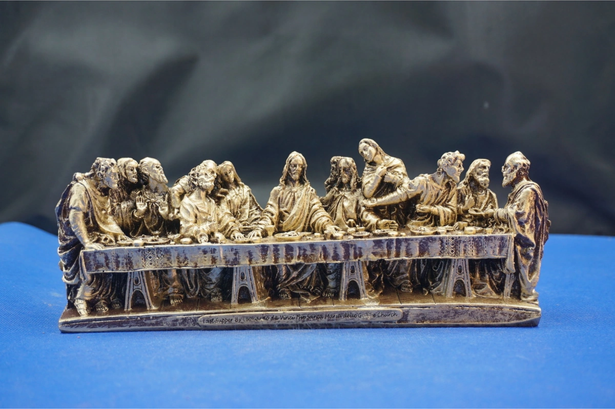 Son Akşam Yemeği Biblo Heykel - Ev Ofis Dekoratif Hediyelik Aksesuar 22x9 Cm