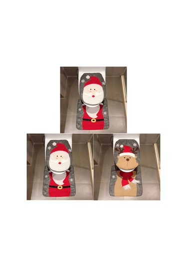 Xindoker Noel Temalı Flanel Tuvalet Kapağı Ve Bati Seti - Renkli Desen Seçenekli Islak Tutmayan Bez Malzeme Çok Renkli