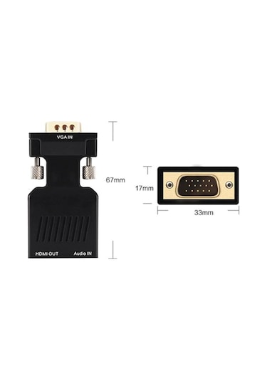 Vga To Hdmi Çevirici Dönüştürücü Laptop Tv Monitör Adaptör