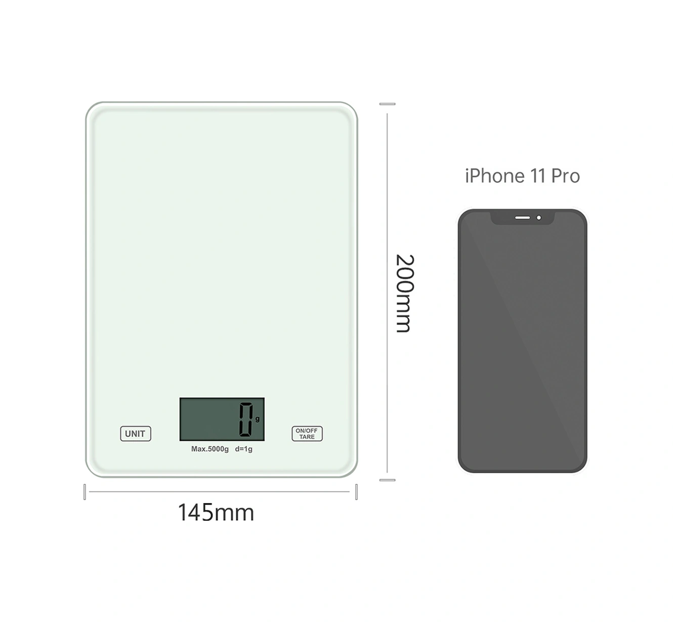 Lemestar Beyaz Mutfak Dijital Terazi 5kg/1g, Cam Platform, Hassas Sensor, Ölçü Birimi Dönüştürme, Yük Fazlalığı Göstergesi Pil Dahil Değil Çok Renkli