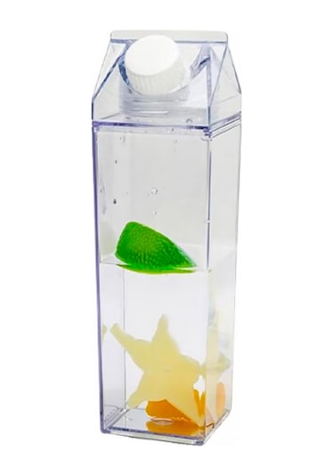 Finehome Süt Kutu Tasarımlı Su Kahve İçecek Şişesi