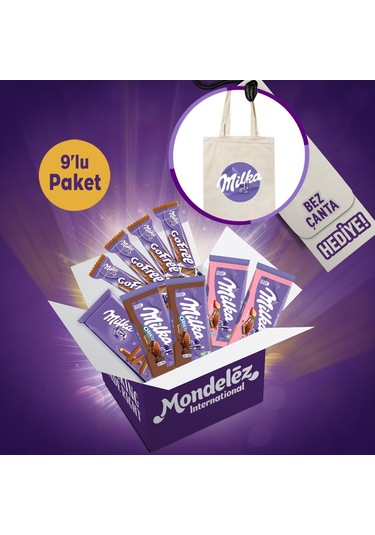 Milkaseverler Çikolata Paketi Milka Bez Çanta Hediyeli