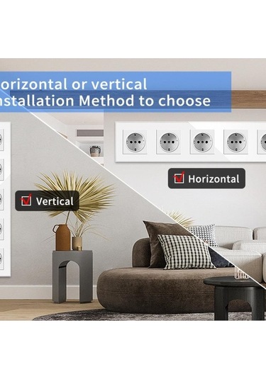 Novahub Beyaz A1 Serisi Çift Priz Temperli Cam Panel 250v Gizli Duvar Prizi Avrupa Standartı