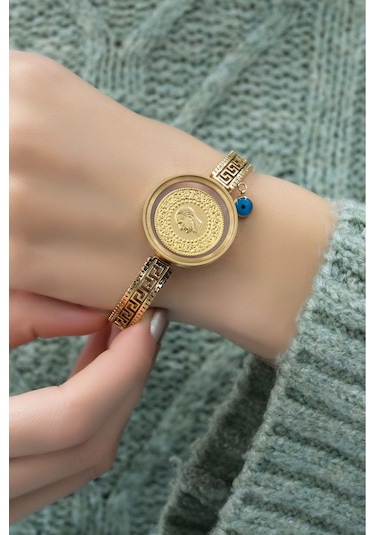 Yarım Altınlı Cam Çerçeveli Grek Kelepçe Çok Renkli