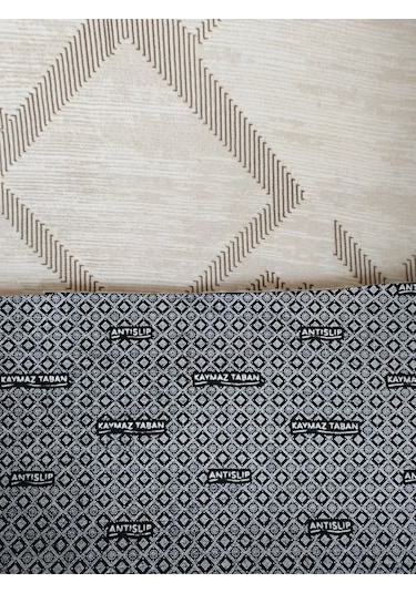 Krem Geometrik Desen Yıkanabilir Kaymaz Dört Mevsimlik Salon Banyo Balkon Genç Odası Kesme Halı Krem