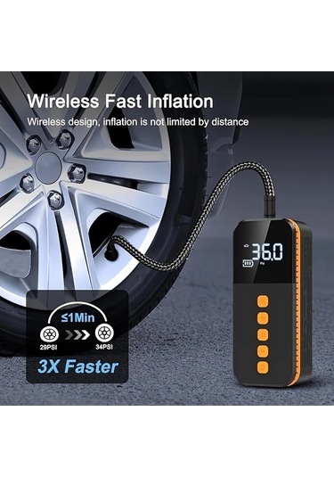 Willowhaven 3000mah Power Bankli Kablosuz Taşınabilir Araba Kompresörü Dijital Led Ekranlı 150 Psı