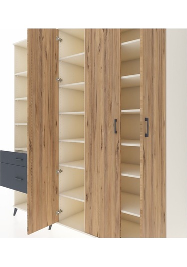 Kronos Dolap 16 Raflı 2 Çekmeceli 3 Kapaklı 220x59x243 Aytaşı-çam/antrasit Atlas Çam/antrasıt