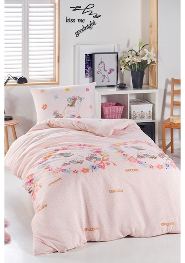 Enlora Home Junior Nevresim Seti Tek Kişilik Unicornlar Pembe