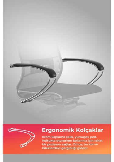 Samurai Ergonomik Koltuk Bel Destekli, Tekerlekli, Krom Ayaklı, Siyah, Fileli Yönetici Koltuğu -5.2.1.49 Çok Renkli