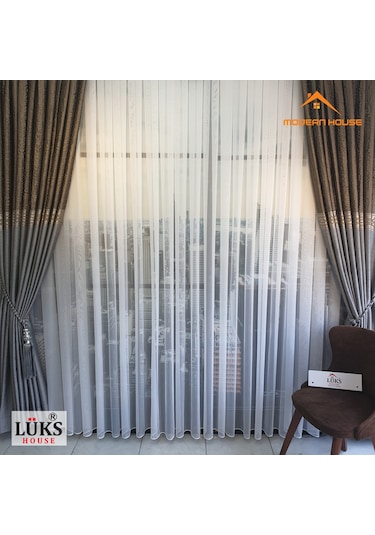 Lüks Keten Titi Tül Perde Kırık Beyaz Modern House