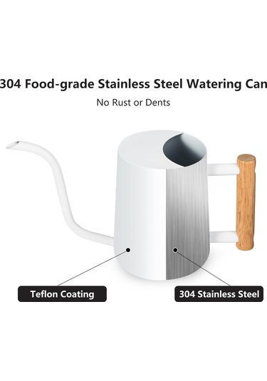 Geeroyoo Modern Paslanmaz Çelik 35oz Sulama Kabı, Uzun Ağızlı İç Mekan Bitkileri Ve Bonsai İçin Dekoratif Sulama Kabı - Beyaz