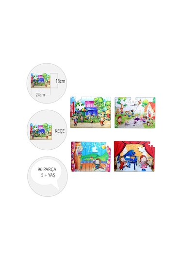 4 Set 96 Parça Tox Oyun Parkı Ve Sahne 5+ Keçe Yapboz 5 Yaş P
