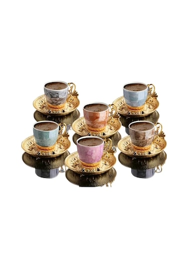 Lal Desenli Mix Kahve Seti Royaleks-bsm109