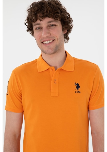 U.S. Polo Assn. Erkek Slim Fit Polo Yaka Turuncu Basic Tişört 50305929-VR051