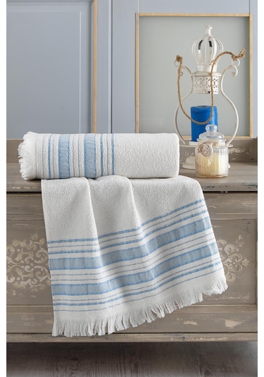 Zeynep Tekstil Trendy Banyo Havlu Seti 70 x 140 + 50 x 90 Mavi