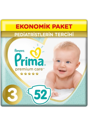 Prima Bebek Bezi Premium Care 3 Beden Ekonomik Paket 52 Adet