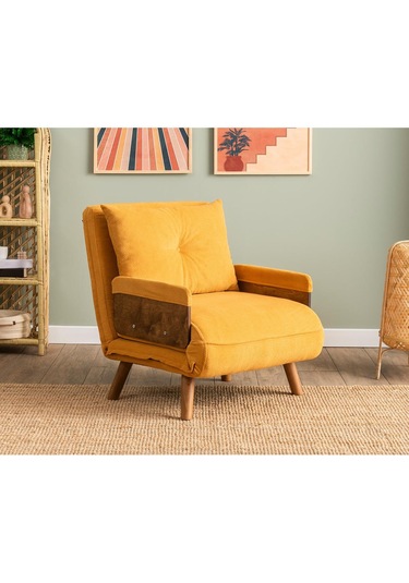 Pafu Cosmo Tekli Katlanır Yataklı Koltuk - Bohem Hardal Hardal