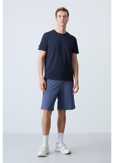 Tommy Life Petrol Pamuklu Kalın Yumuşak Dokulu Standart Fit Basic Erkek Şort - 81280 Petrol