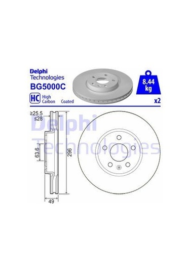 Delphı On Fren Dıskı S90 Iı 234 2.0 D3 15 V90 Iı 16 16 Jant AOD-DELPHI BG5000C