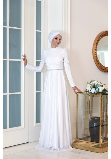 Melisma Tesettür Işıl Abiye Beyaz