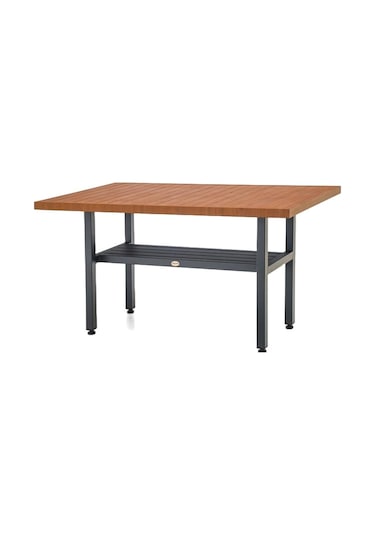 Çamlıca Masalar Alüminyum Bahçe Balkon Mutfak Masası 90x160 - Alt Tablalı Kahverengi