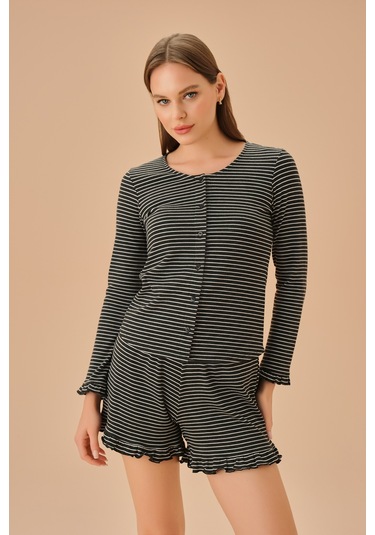 Suwen Elsa Maskülen Şort Takımı Sh25193667b911 Siyah Baskılı Siyah