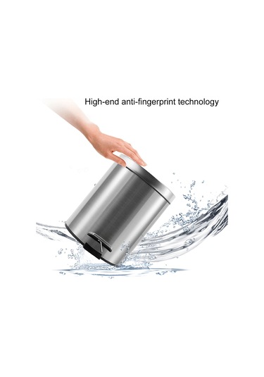 Sones Moda Yuvarlak Paslanmaz Çelik Ev Otel Ofis Kapalı Pedal Çöp Kutusu, Boyut: 5l Çelik Rengi Çelik