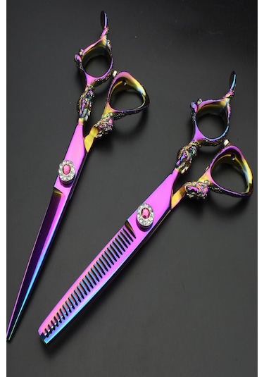 Deri Çantalı 3 Parça Elit Profesyonel Kuaför Berber Makası Ara Ma