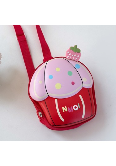 Sevimli Çapraz Kız Erkek Çocuk Cupcake Göğüs Çantası Kırmızı