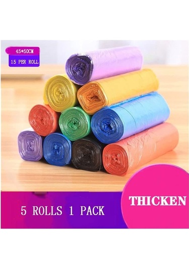 Springsun "5 Rulo 100 Adet Çöp Poşeti - Dayanıklı, Kokusuz, 45x50cm Siyah Mutfak Çöp Torbaları"