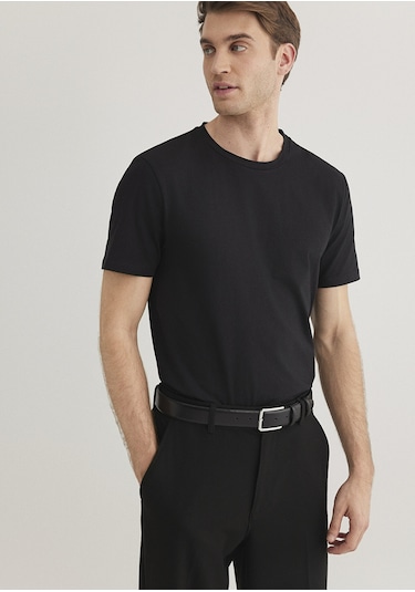 Mavi - Siyah Basic Tişört 061747-900-Siyah