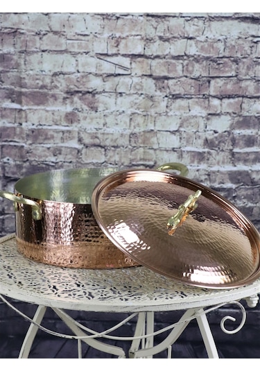 El Dövmesi Derin Bakır Tencere 21 CM