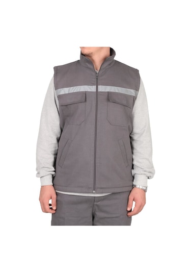 Gabardin Gri Yelek Gri