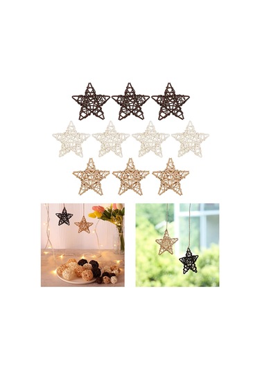 Suntek 10 Cm Asılı Hasır Süsler Yılbaşı Duvar Vintage