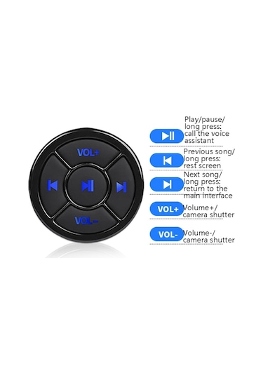 Sones Araba Cep Telefonu Uzaktan Kumanda Bluetooth Kablosuz Multimedya Düğmesi Uzaktan Kumanda Müzik Çalma Selfie, Renk: Siyah