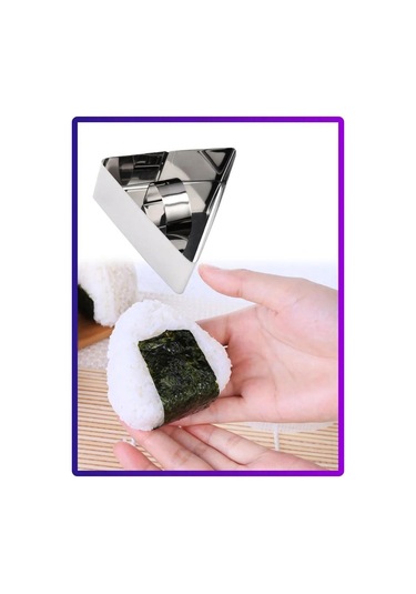 Monyee Stainless Steel Triangular Onigiri Mold With Press Lid - Perfect For Sushi, Rice Balls, And Snacks Gümüş