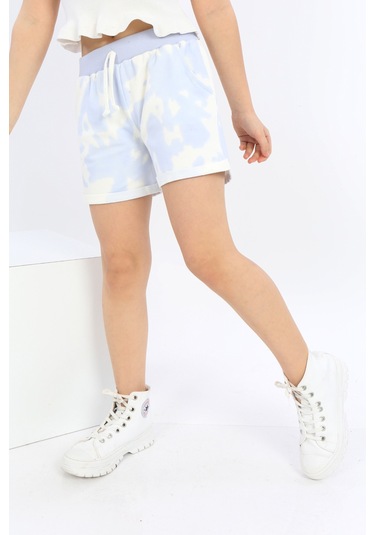 Toontoy Kız Çocuk Batikli Şort Mavi
