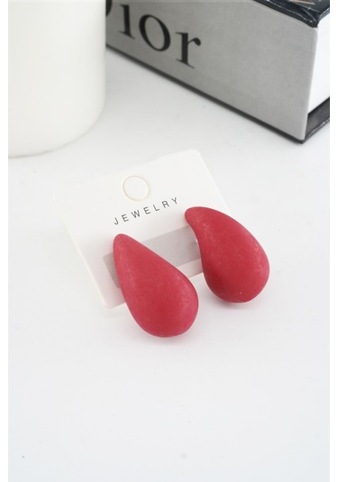 Kadın Vip Seri Su Damlası Model Küpe Kırmızı