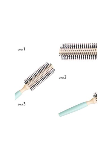 Koodmax İki Renkli Saç Şekillendirici Fön Fırçası - Saç Düzleştirici Tarak - Yeşil Sap - Krem Fırça