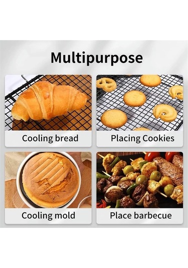 Ulzyvf Soğutma Siyah Raf, Çelik Kek Kurutma Ağı, 3'lü Set, Karbon Ekmek Rafı Siyah