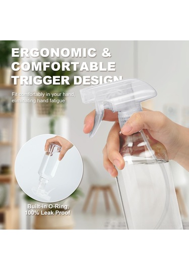 Kosona 2 Adet 500ml Gıda Grubu Şeffaf Sprey Flaske Ayarlanabilir Buhar/düz Mod, Dolum Hattı İçeren Dayanıklı Plastik