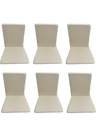 Sandalye Minderi Arkalıklı Fermuarlı Süngerli-6 Adet(Krem Kırçıl (532429788)
