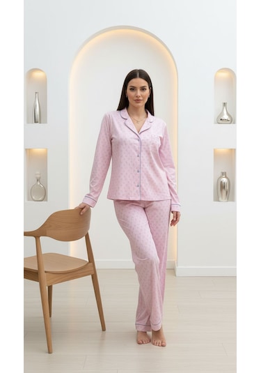 Divinus Ayıcık Desenli Pembe Kadın Pijama Takımı Pembe