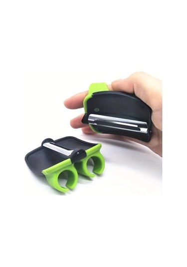 Fochsia Paslanmaz Çelik Manuel Sebze Soyucu - Ergonomik Kaymaz Tutamaklı Siyah Yeşil Meyve Sebze Soyma Aleti Siyah + Yeşil